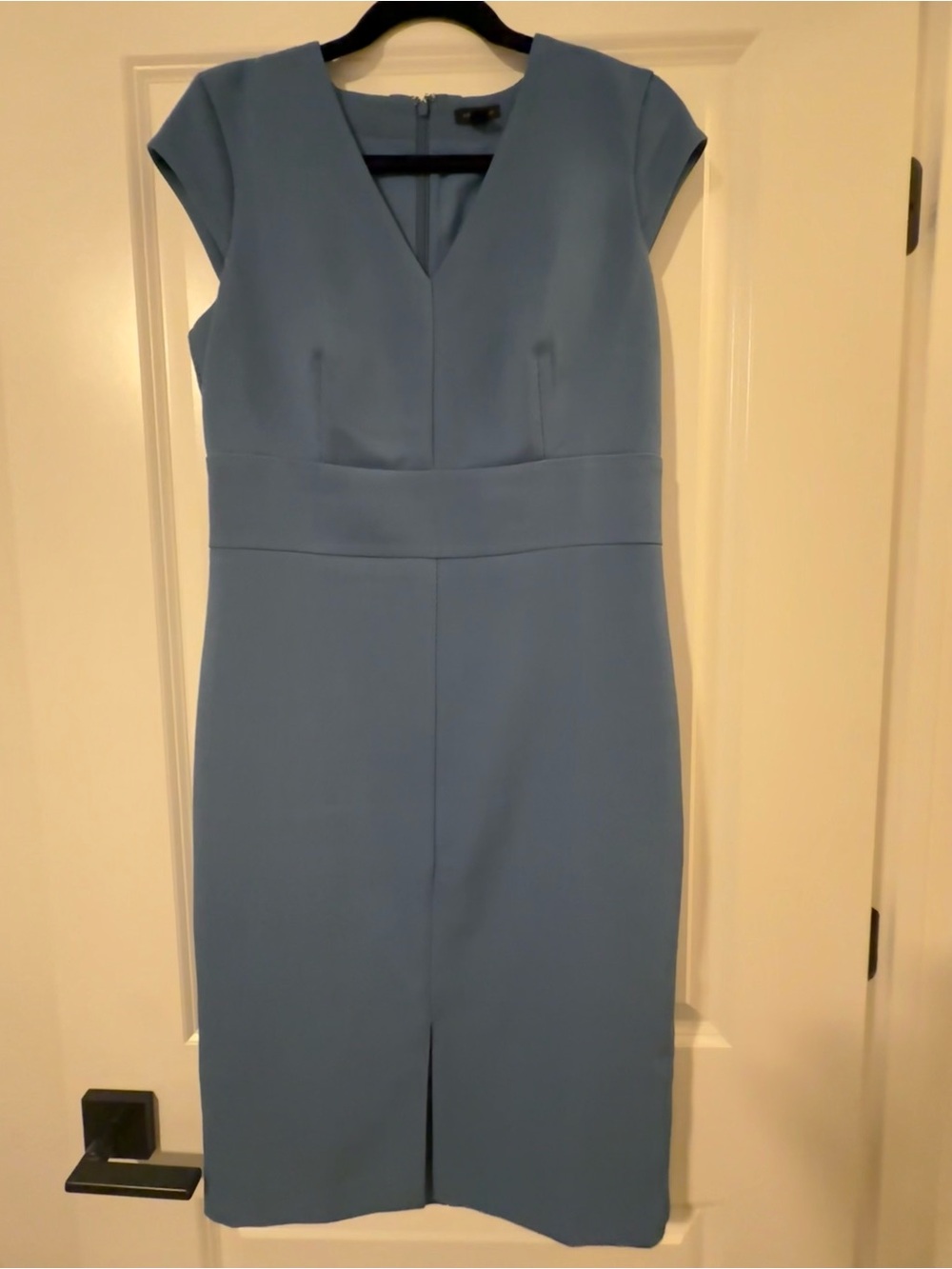 Ann Taylor Dusty Blue V-Neck Cap Sleeve Sheath Dress